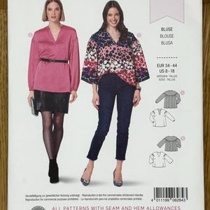 Burda 6284, Women’s size (8-10-12-14-16-18), Semi-Fitted Blouse, UNCUT sewing pattern