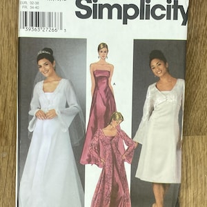 Patrón de costura sin cortar Simplicity 5246, Talla (6-12), Vestido de noche, abrigo o chaqueta para mujer, 2003.