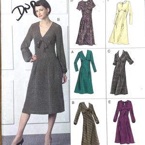 Patrón de costura para vestido de mujer Vogue 8108, tallas 12-16, sin cortar, 2005, corte ajustado y acampanado.