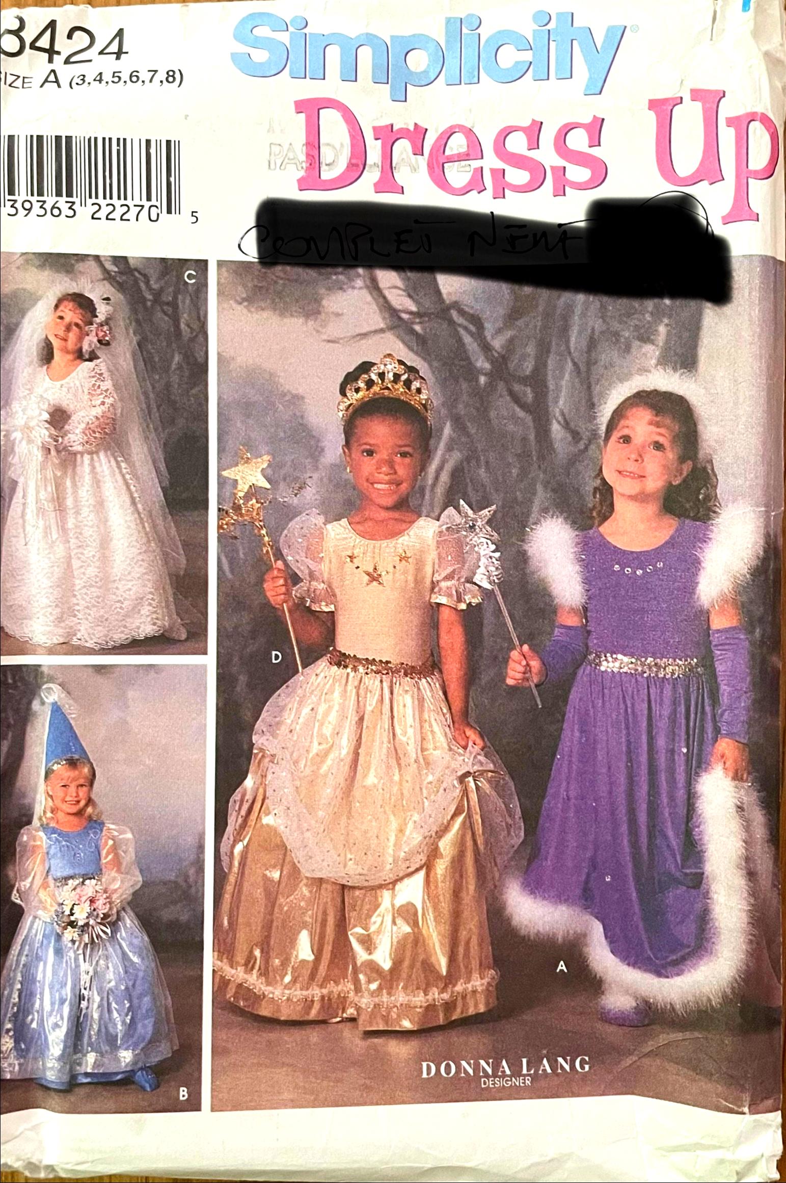 Simplicity 7424, Size (3-8), Fairies & Princess Costumes, Uncut