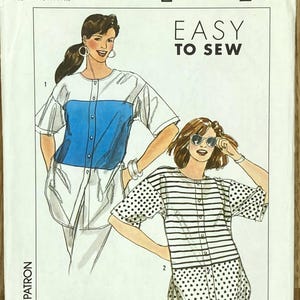 Simplicity 9104, Storlek (6-8), Misses' Shirt, 1989 Oklippt sömnadsmönster