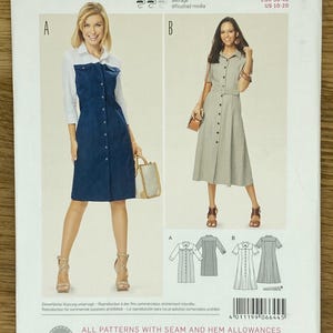 Burda 6644, talla de mujer (10-12-14-16-18-20), vestido semiajustado, patrón de costura sin cortar