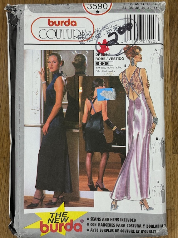 green emerald velvet dress Burda Style 5441 Dress Sewing Pattern