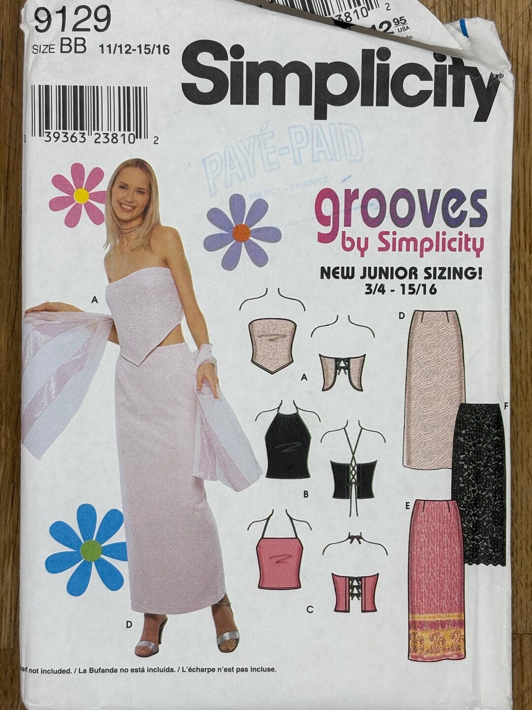Simplicity 9129, Junior Size (11/12-15/16), Skirt and Knit Top, 1999 ...