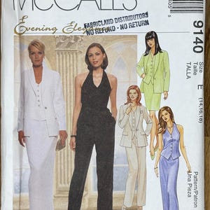 McCall’s 9140, Size (10-12-14 & 14-16-18), Misses&#39; Lined Jacket, Lined Top, Skirt  And Pants, 1997 Uncut sewing pattern