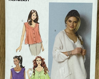 Butterick 6056, Size (4-14), Misses' Top, 2014 Uncut sewing pattern