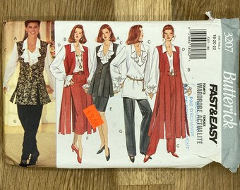 Butterick 3207, Size (18-20-22), Misses' Vest, Blouse, Skirt And Pants, Uncut sewing pattern