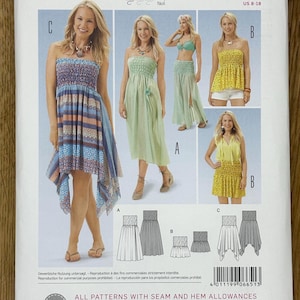 Burda 6651, Women’s size (8-10-12-14-16-18), Semi-Fitted Dress, Top & Skirt, UNCUT sewing pattern