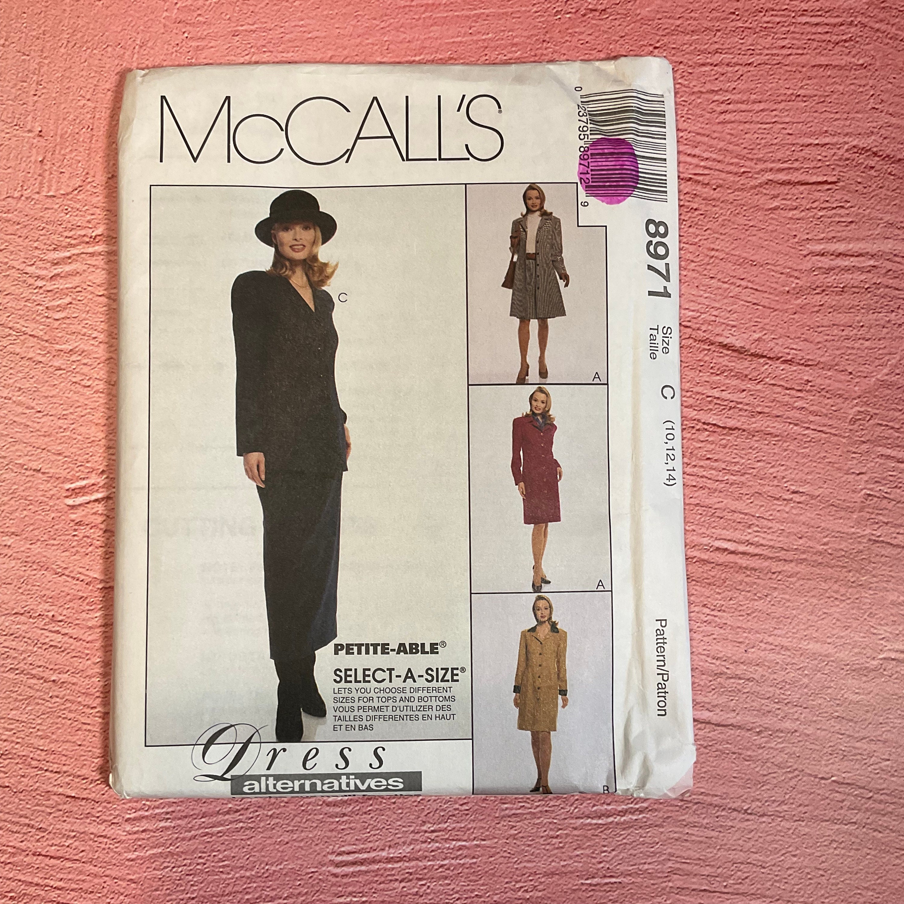 Mccall's #8971 / Size C ( 10,12,14) / Women's Unlined Dress
