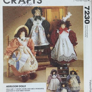 McCall’s 7230, Heirloom Dolls 17&quot; , 1994 Uncut Schnittmuster