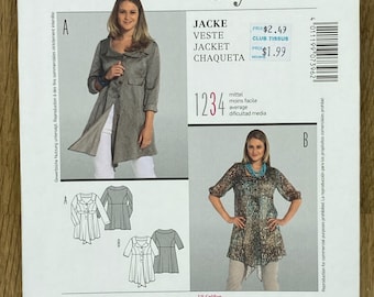 Burda 7396, Size (18-30), Semi-Fitted Jacket, UNCUT sewing pattern