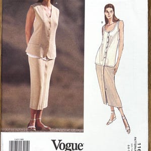 Patrón de diseño Vogue 1163 Calvin Klein, tallas 6-10, sin cortar, 1993, top y falda