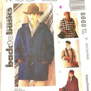 McCall’s 6669, (Xs- M),  Miss oversizes Fall Jacket with hood, uncut 90’s sewing pattern