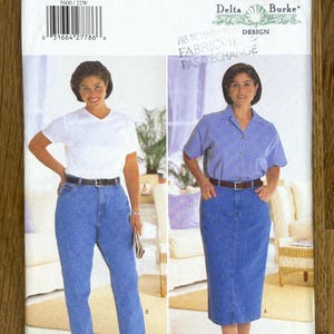 Patrón de costura sin cortar Butterick 5600, talla (16W-20W)/(22W-26W), falda y jeans petite, 1998