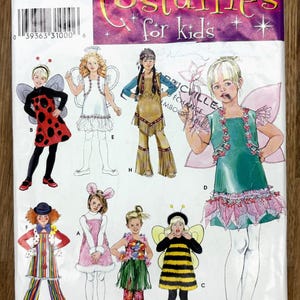 Simplicity 0525 Mönster för barndräkt, storlek 3-8, oklippt 2007, bi, clown, ängel, älva