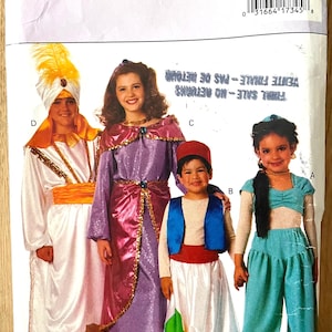 Butterick 3049, kids all size, Persian prince costumes & billy dancer, complete 1993 sewing pattern