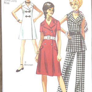 Simplicity 9220 Vintage 1970 Misses Dress & Pantsuit Pattern Size 12 Uncut