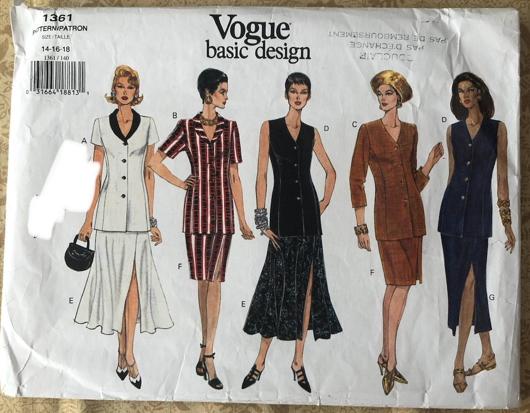 Vogue 1361, Size (14-16-18) Top and Skirt, Cut-complete 1994 Women’s ...