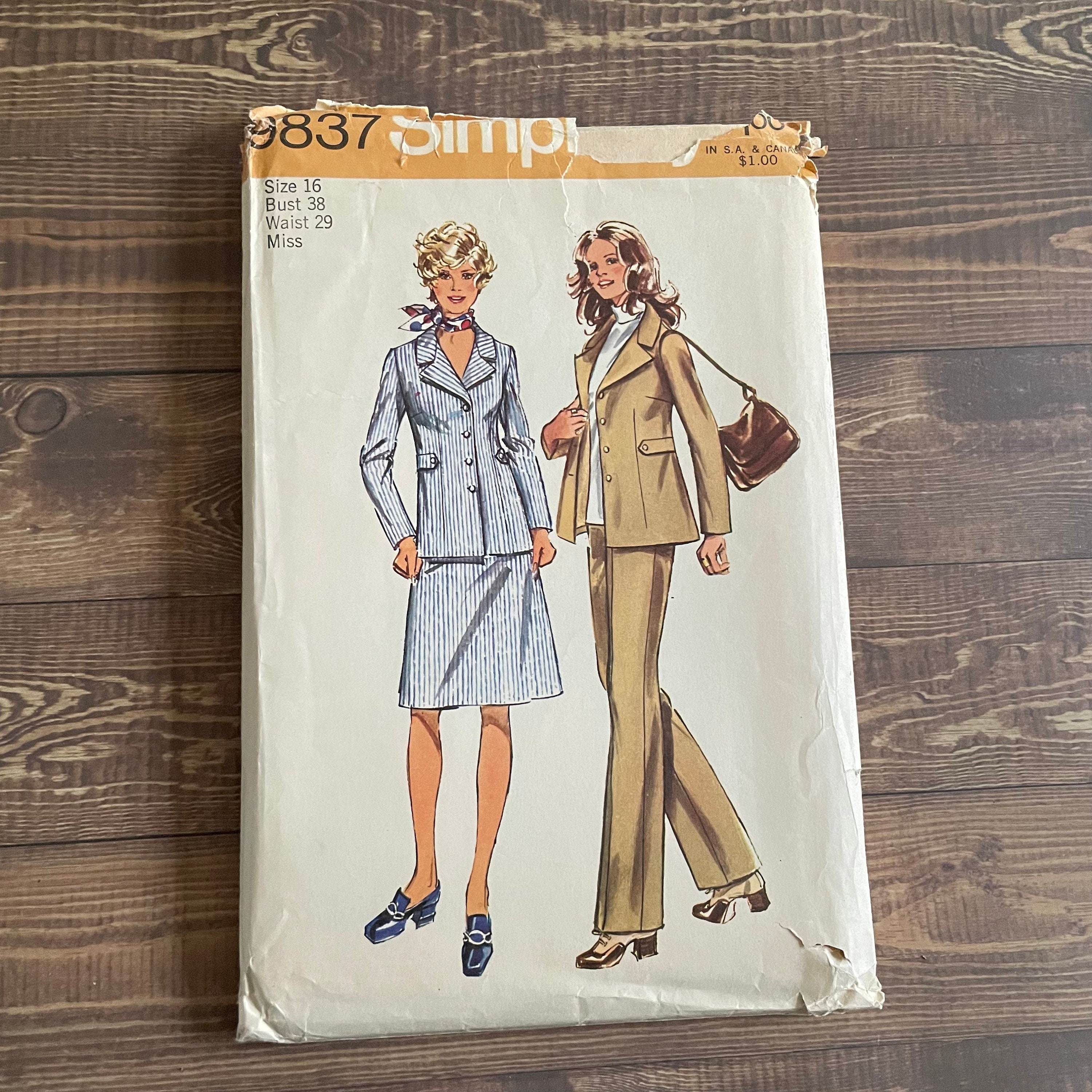 Simplicity 9837 Size 16 Bust 38 Waist 29 Unlined Jacket - Etsy