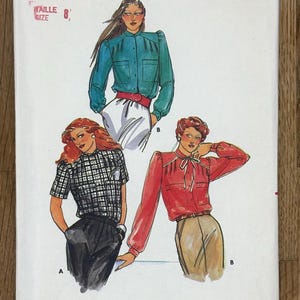 Butterick 6913, women&#39;s size (8), Misses&#39; Blouse, Uncut 1980s sewing pattern