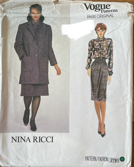 Patrón de costura francés sin cortes para mujer Vogue 2791, talla