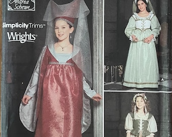 Simplicity 9836, Size (7-14) kids dresses, renaissance costumes Sewing pattern