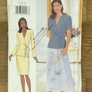 Butterick 6000, tamanho feminino (8-10-12), Misses&#39; Top & Skirt, sem cortes, padrão de costura de 1999