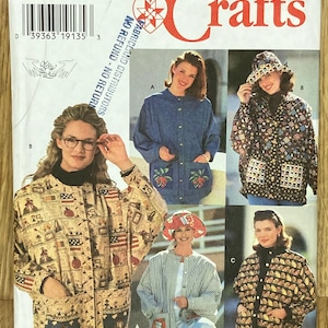 May include: Simplicity Crafts sewing pattern 7218. The pattern features several jacket designs with various patterns and styles. The cover includes images of the finished jackets, showcasing different fabrics and embellishments. The pattern size is BB L, XL.