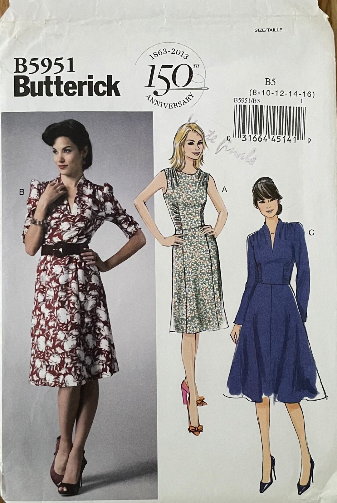 Butterick 5951, Size (16-24), Dress Women’s Uncut Sewing Pattern - Etsy