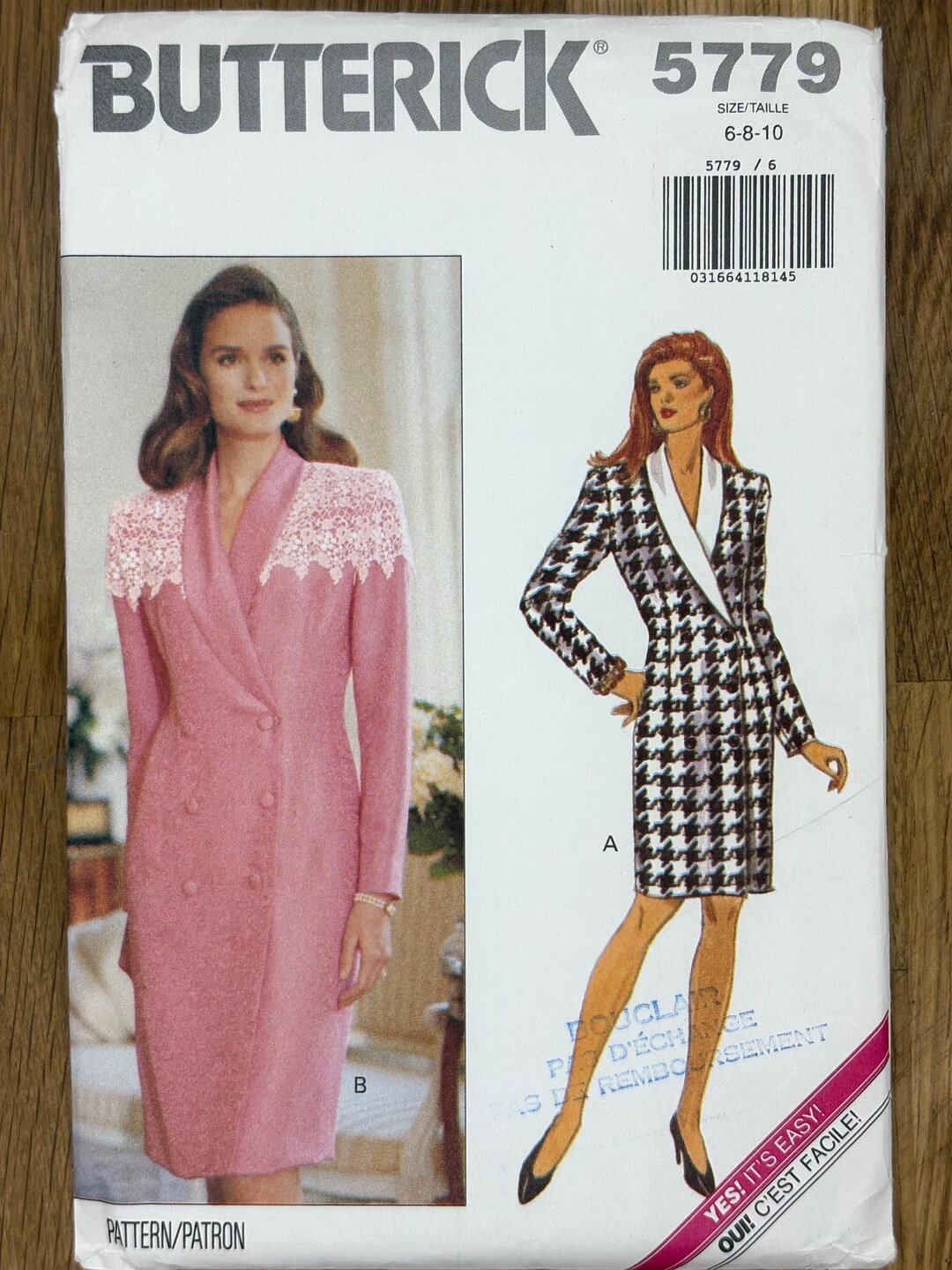 Butterick 5779, Size (6-8-10), Misses' Dress, 1991 Uncut Sewing Pattern ...