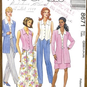 Vintage 1997 McCall’s 8671 Jacket, Pants & Skirt Pattern - Plus Size 22-26 - Uncut
