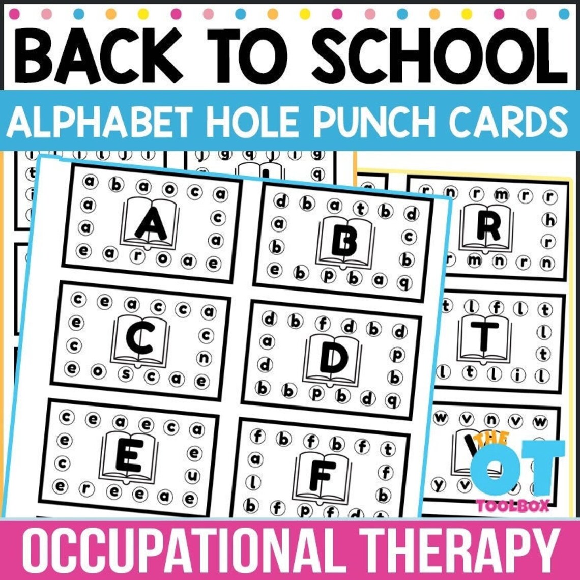 Back to School Alphabet Hole Punch Cards Etsy
