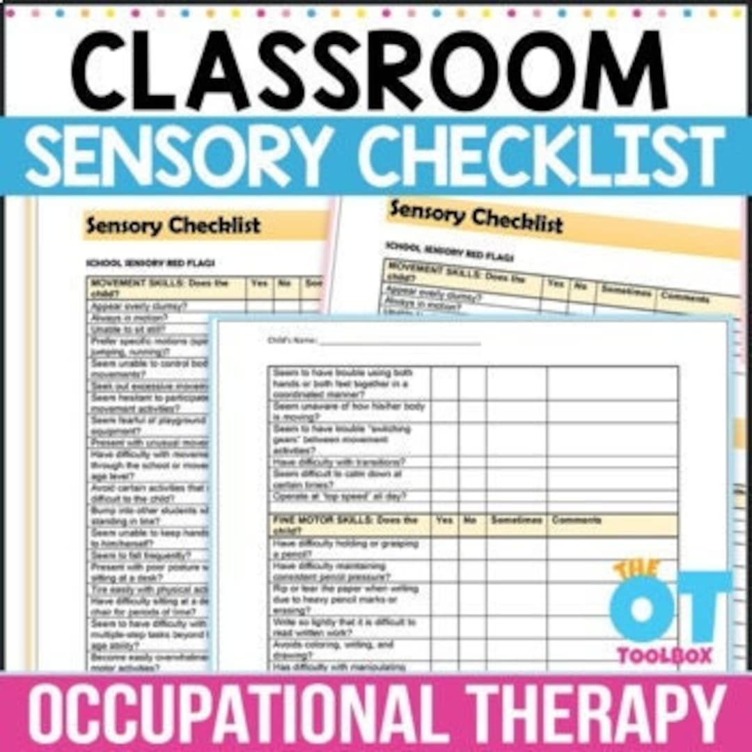Classroom Sensory Checklist Etsy