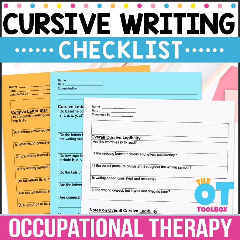 Cursive Writing Checklist - Etsy