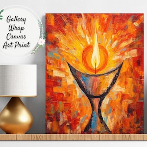 UU Flaming Chalice Canvas Art, Unitarian Universalist Abstract Acrylic Painting, UU Home Wall Décor, UU Logo Pagan Artwork Multiple Sizes