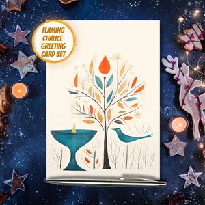 Unitarian Universalist Flaming Chalice Greeting Card Set 10 30 50, UU Holiday Art Cards Pack, Universalism Artwork Thank You Notes Envelopes