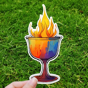 Colorful Unitarian Universalist Flaming Chalice Sticker, Waterproof UU Pride Laptop Decal, UU Rainbow Journal Sticker, Vinyl Pagan Car Decal