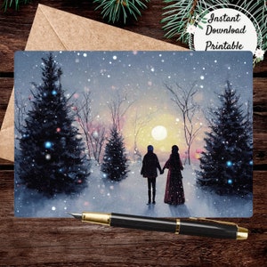 Beautiful Printable Winter Solstice Greeting Card, Unitarian Universalist Digital Art Christmas Postcard, UU Xmas Holiday Cards, Pagan Yule