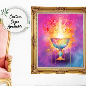 Bright Watercolor UU Flaming Chalice Canvas Art, Unitarian Universalist Colorful Pastel Painting, UU Teen Wall Décor, Children&#39;s UU Artwork