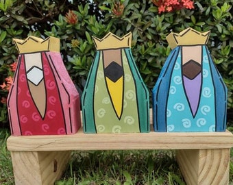 Handmade Wood 3 Kings Set 3 Wise Men 3 Reyes Magos Three Kings Three Wise Men Tres Reyes Magos