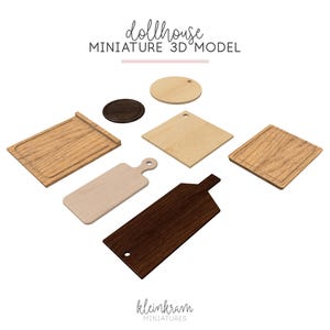 Miniature Cutting Boards 3D Model, File — STL, 3MF — Dollhouse DIY Download 3D Printing — Personal Use