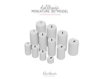 Velas en miniatura, velas de bloque, velas cilíndricas: modelo 3D, archivo STL — Descarga para casa de muñecas DIY, impresión 3D — Uso personal