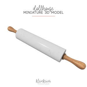 May include: White rolling pin with a wooden handle. Dollhouse miniature 3D model.