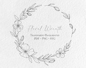 Floral Wreath Svg, Floral Wreath line art svg, Wedding Clipart, DIY Wedding invites, Wedding invitations, Circle frame svg, Commercial use