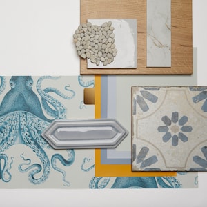 Material Palette | Modern Beach House Interior Paint Colors, Materials, Finishes and Decor