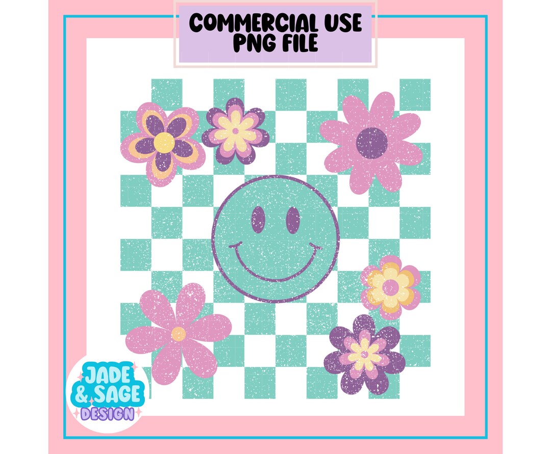 Checkered Retro Flowers Png, Retro Sublimation, Vintage Shirt Design ...