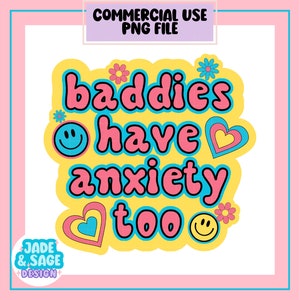 Anxiety Png, Digital Download, Sublimation, Sublimate, cute, retro, overstimulated, mental health, groovy, aesthetic, sticker design, trendy