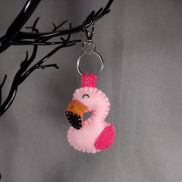 Pink Flamingo Key Chain - Felt Plush - Backpack Buddies - Handmade