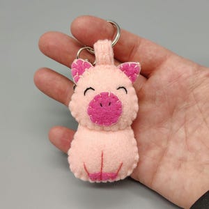 Pig Key Chain - Felt Plush - Backpack Buddies - Handmade
