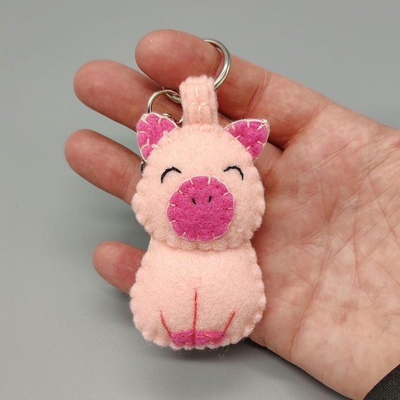 Pig Key Chain Felt Plush Backpack Buddies Handmade